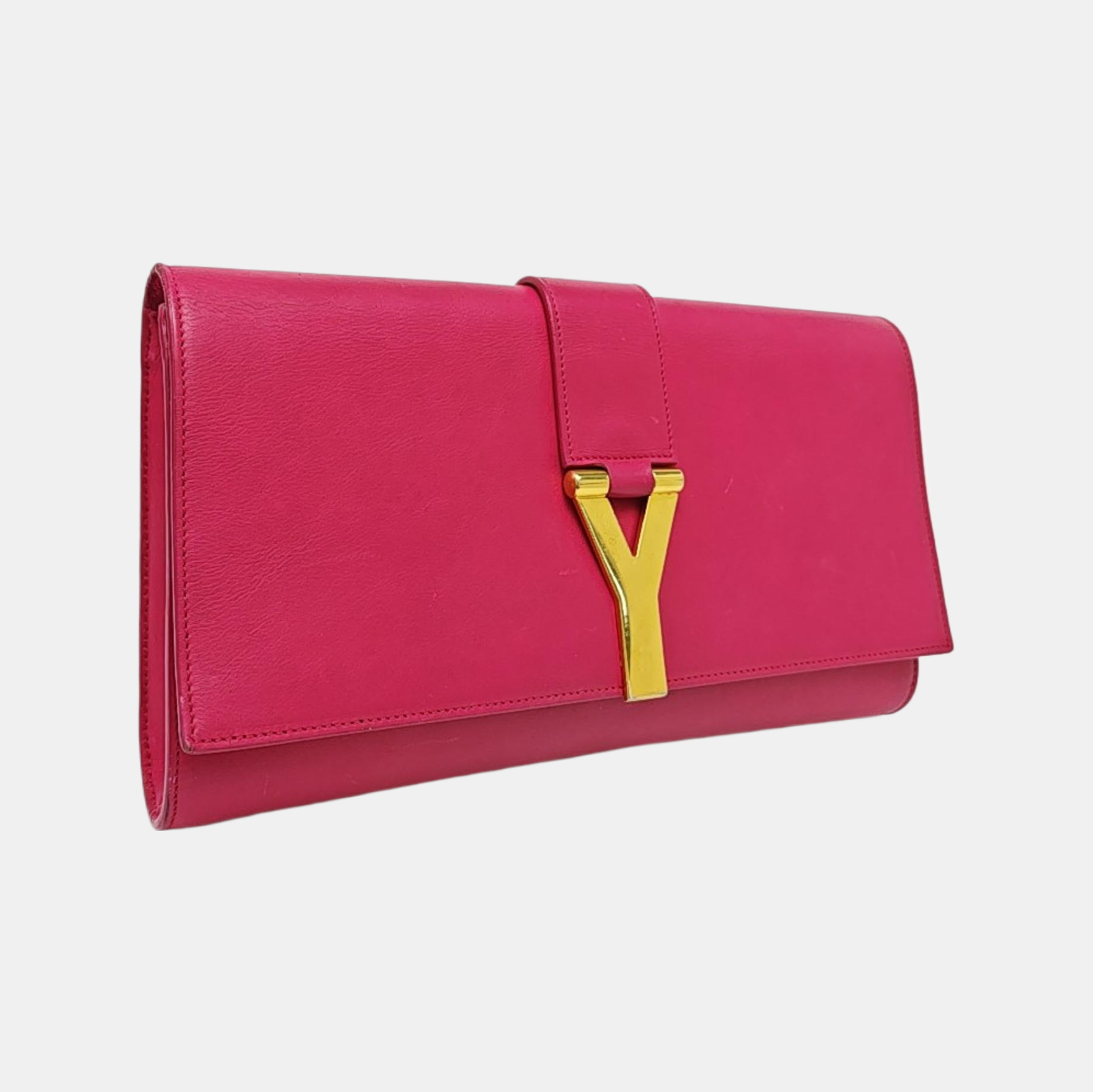 Authenticated pre-owned  Saint Laurent Chyc Y Ligne Calfskin Pink - Clutch at Looply