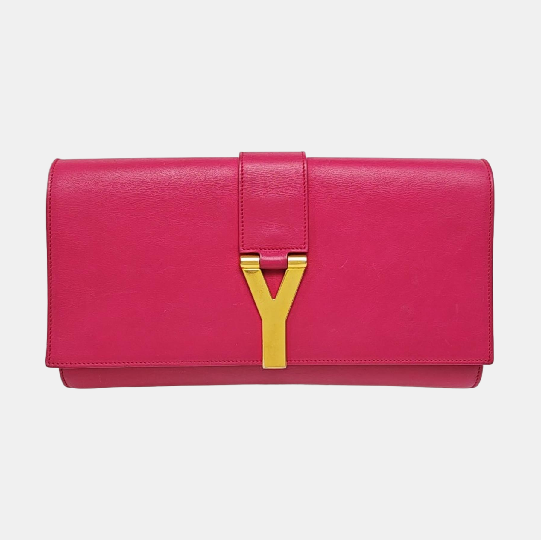 Authenticated pre-owned  Saint Laurent Chyc Y Ligne Calfskin Pink - Clutch at Looply