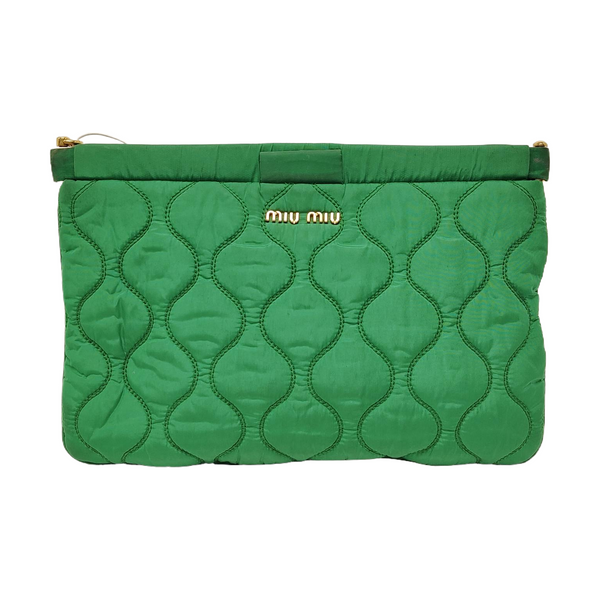 Authenticated pre-owned  Miu Miu Matelassé Quilted Nylon Green - Clutch at Looply