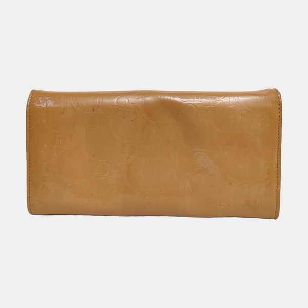Authenticated pre-owned  Dior Lady Dior Monogram Patent Leather Brown Wallet - Wallet at Looply
