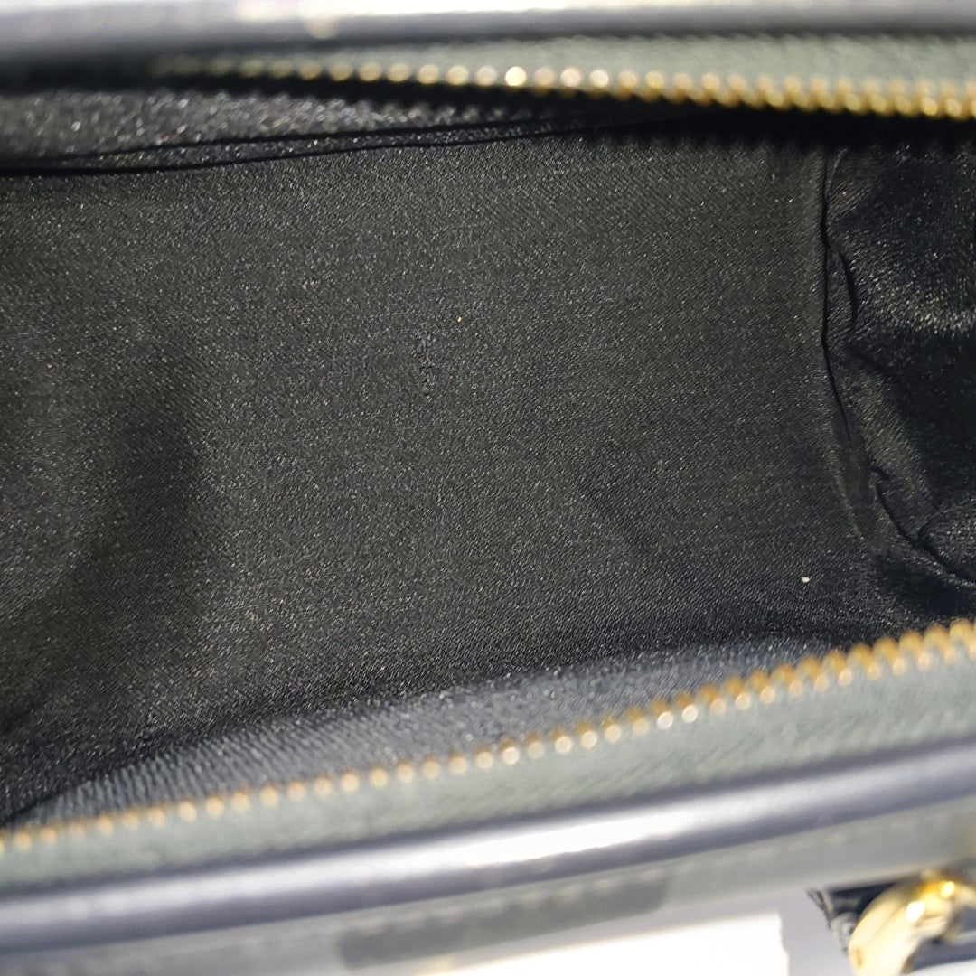 Coated Canvas Top Handle Bag Black