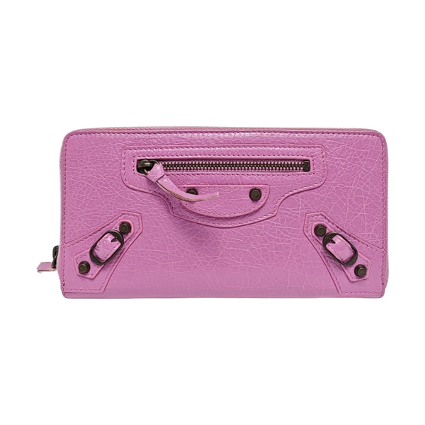Authenticated pre-owned  Balenciaga Classic Metallic Edge City Lambskin Pink Wallet - Wallet at Looply