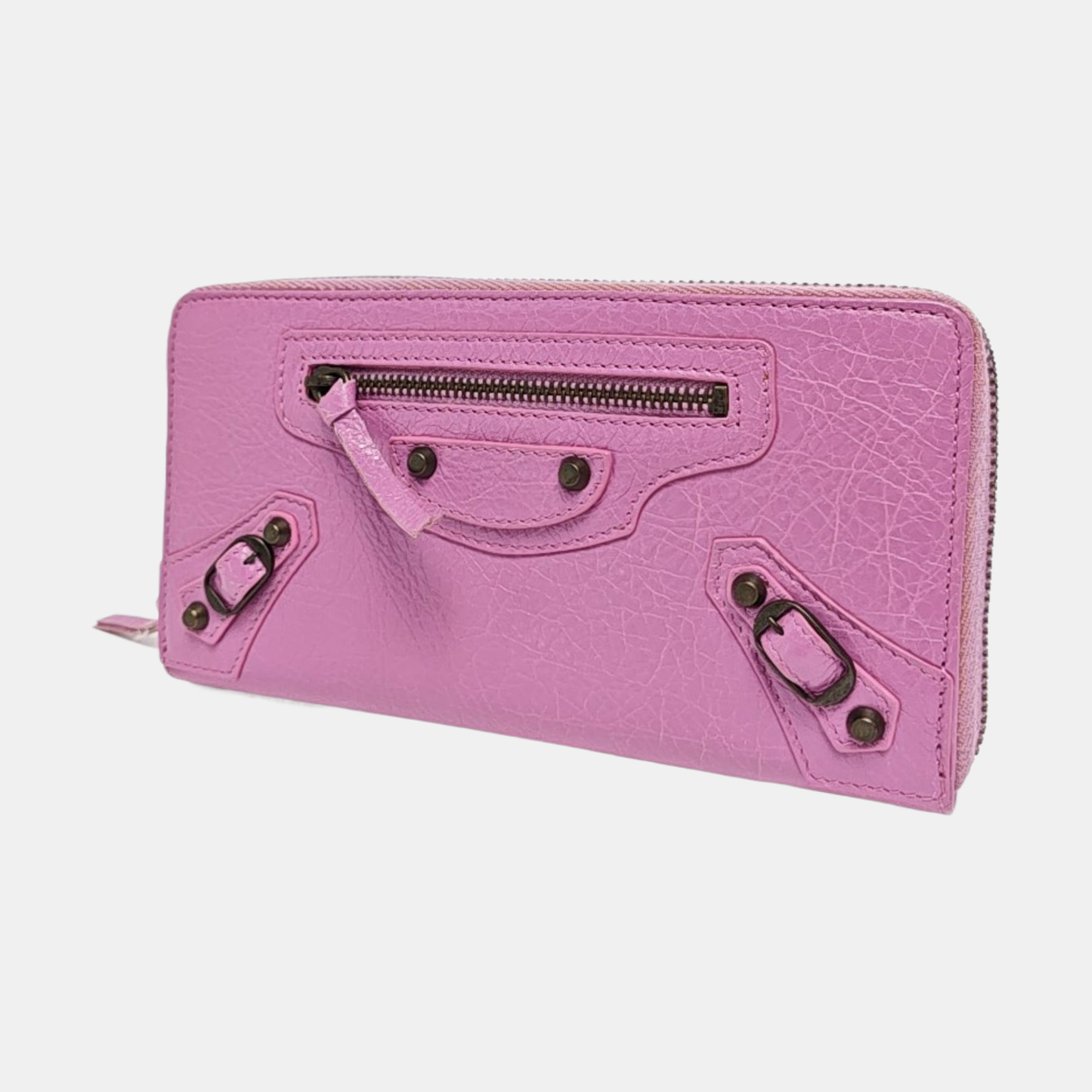 Authenticated pre-owned  Balenciaga Classic Metallic Edge City Lambskin Pink Wallet - Wallet at Looply