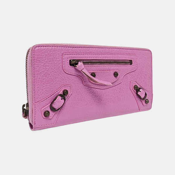 Authenticated pre-owned  Balenciaga Classic Metallic Edge City Lambskin Pink Wallet - Wallet at Looply