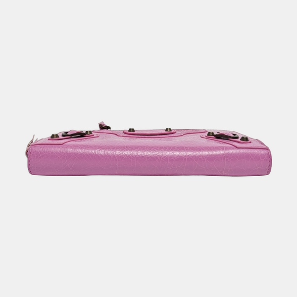 Authenticated pre-owned  Balenciaga Classic Metallic Edge City Lambskin Pink Wallet - Wallet at Looply