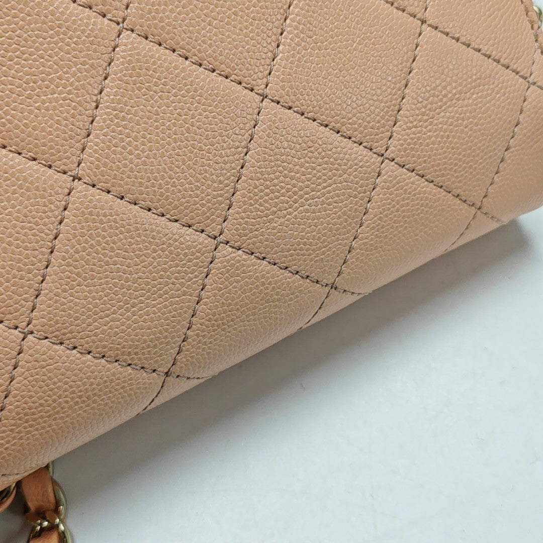 Authenticated pre-owned  Classic Flap Quilted Grained Calfskin Pink - Shoulder Bag at Looply