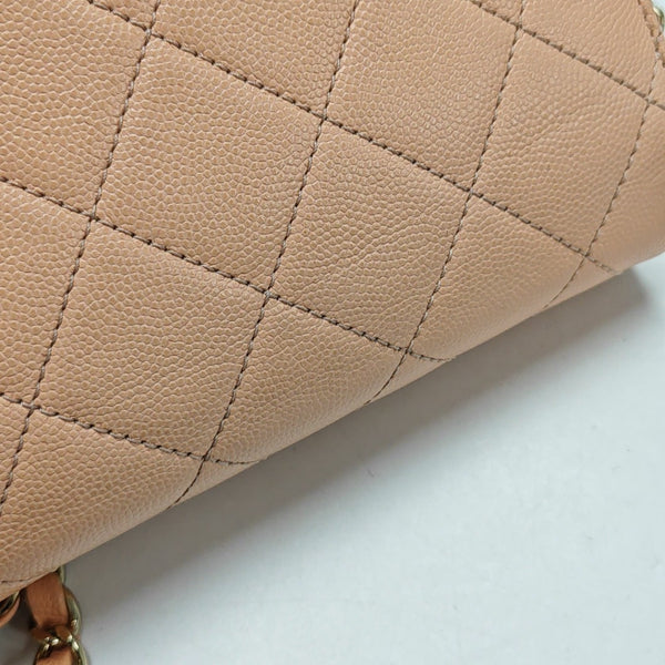 Authenticated pre-owned  Classic Flap Quilted Grained Calfskin Pink - Shoulder Bag at Looply