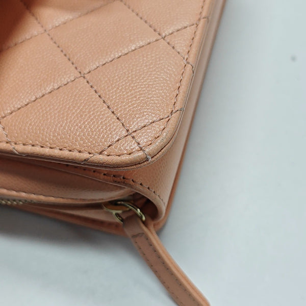 Authenticated pre-owned  Classic Flap Quilted Grained Calfskin Pink - Shoulder Bag at Looply