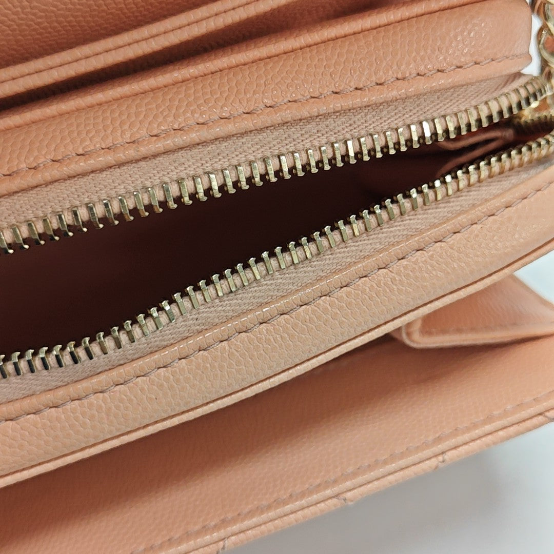 Authenticated pre-owned  Classic Flap Quilted Grained Calfskin Pink - Shoulder Bag at Looply