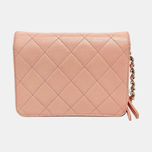 Authenticated pre-owned  Classic Flap Quilted Grained Calfskin Pink - Shoulder Bag at Looply