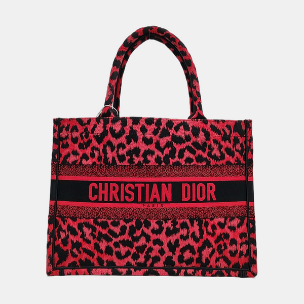Authenticated pre-owned  Book Tote Medium Fabric Red - Top Handle Bag at Looply