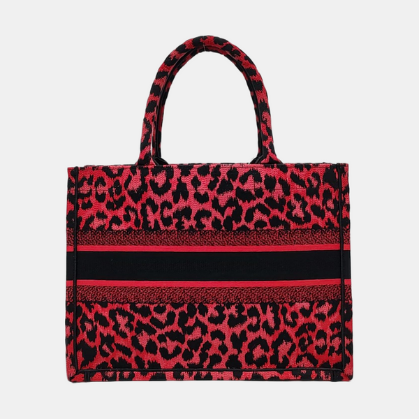 Authenticated pre-owned  Book Tote Medium Fabric Red - Top Handle Bag at Looply