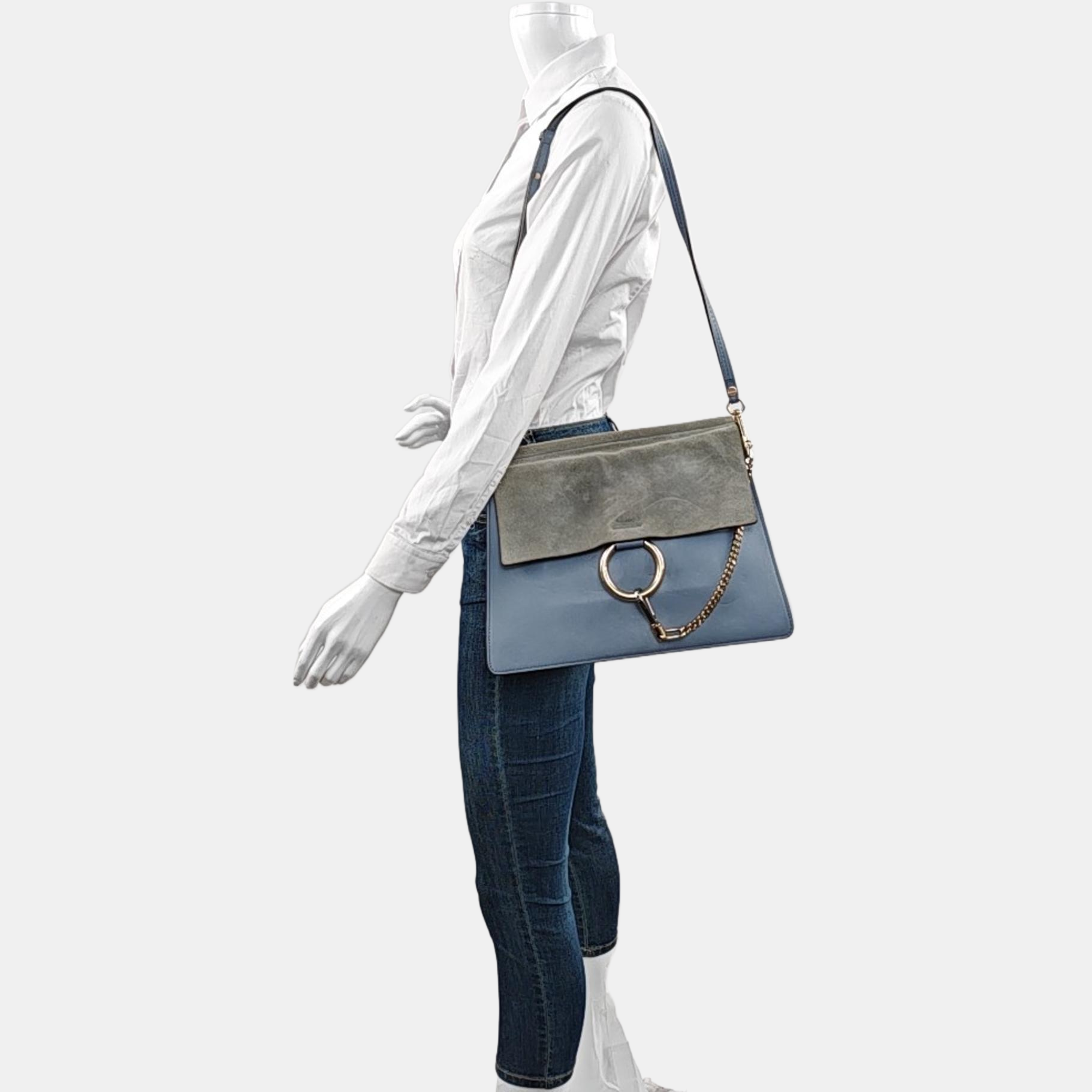 Authenticated pre-owned  Faye Medium Calfskin Blue - Shoulder Bag at Looply