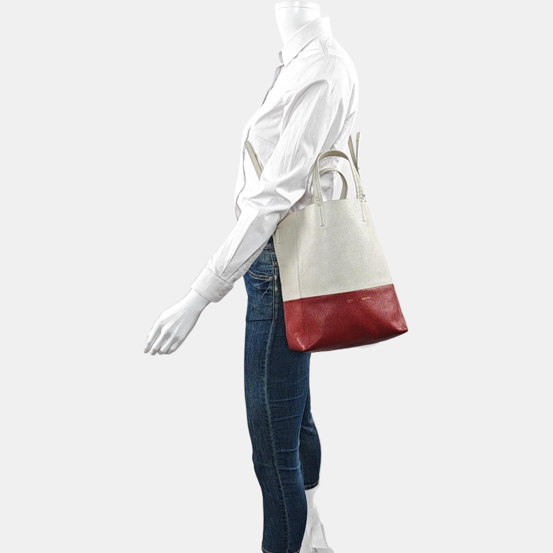 Authenticated pre-owned  Vertical Cabas Calfskin White - Shoulder Bag at Looply
