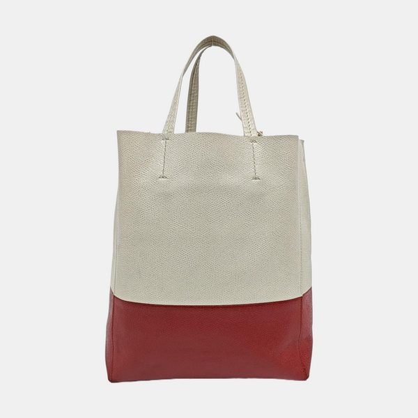 Authenticated pre-owned  Vertical Cabas Calfskin White - Shoulder Bag at Looply