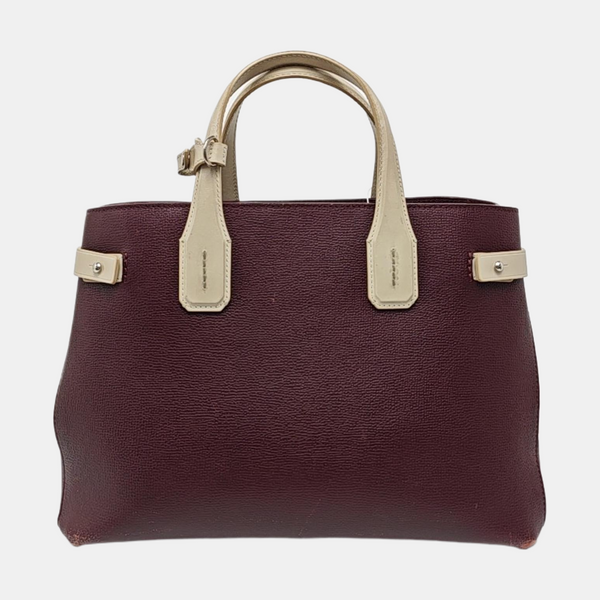 Authenticated pre-owned  The Banner Medium Calfskin Burgundy - Top Handle Bag at Looply