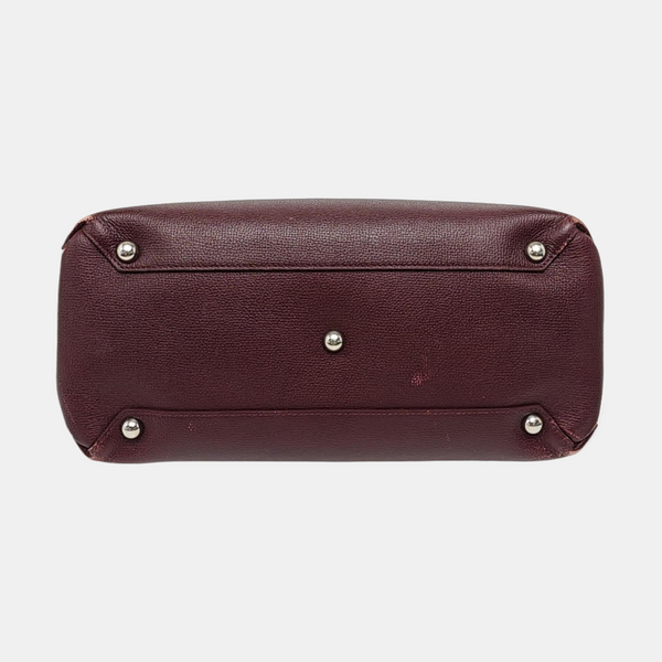 Authenticated pre-owned  The Banner Medium Calfskin Burgundy - Top Handle Bag at Looply