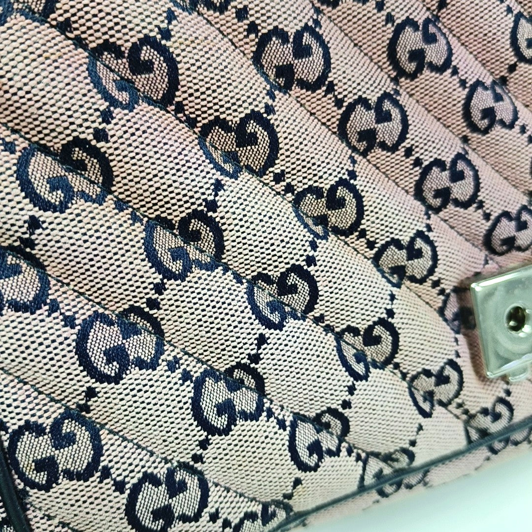 Authenticated pre-owned  GG Marmont Small Quilted Canvas Pink - Shoulder Bag at Looply