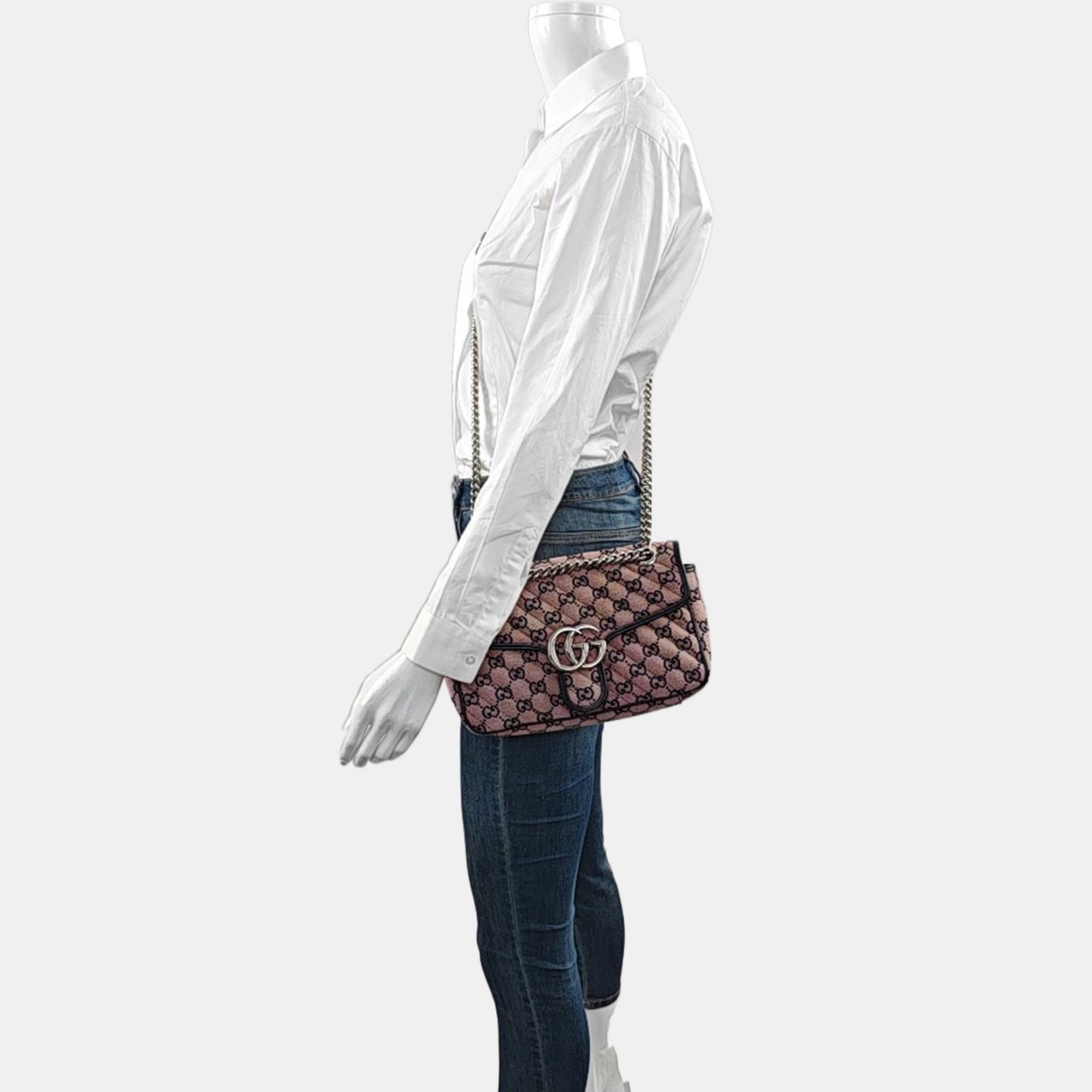 Authenticated pre-owned  GG Marmont Small Quilted Canvas Pink - Shoulder Bag at Looply