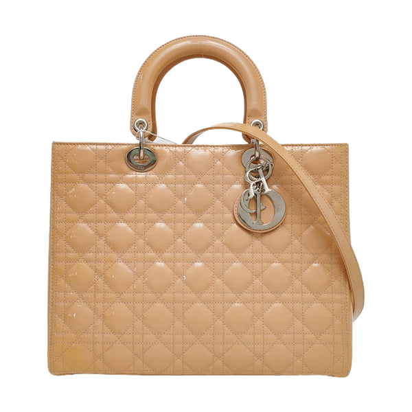 Lady Dior Large Cannage Patent Lambskin Yellow