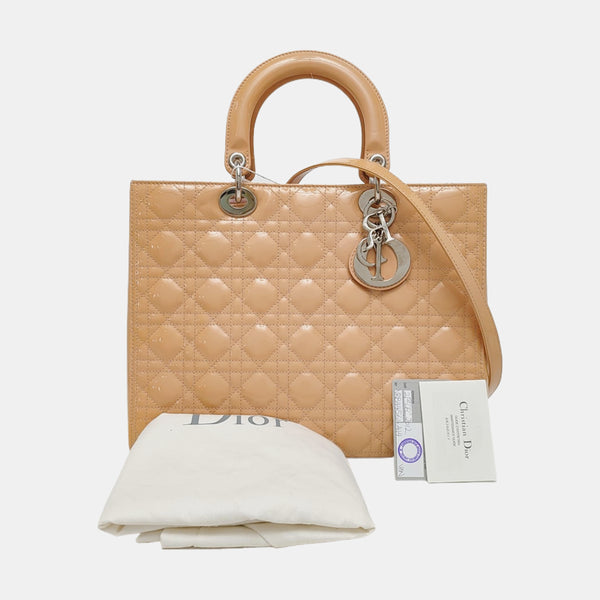 Lady Dior Large Cannage Patent Lambskin Yellow