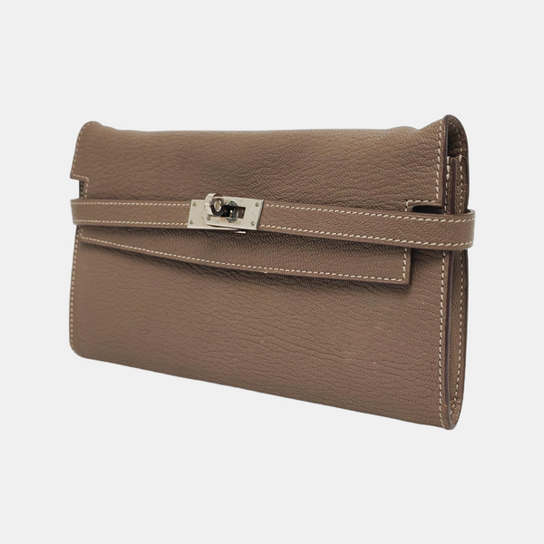 Authenticated pre-owned  Kelly Chèvre Mysore Gray Wallet - Wallet at Looply