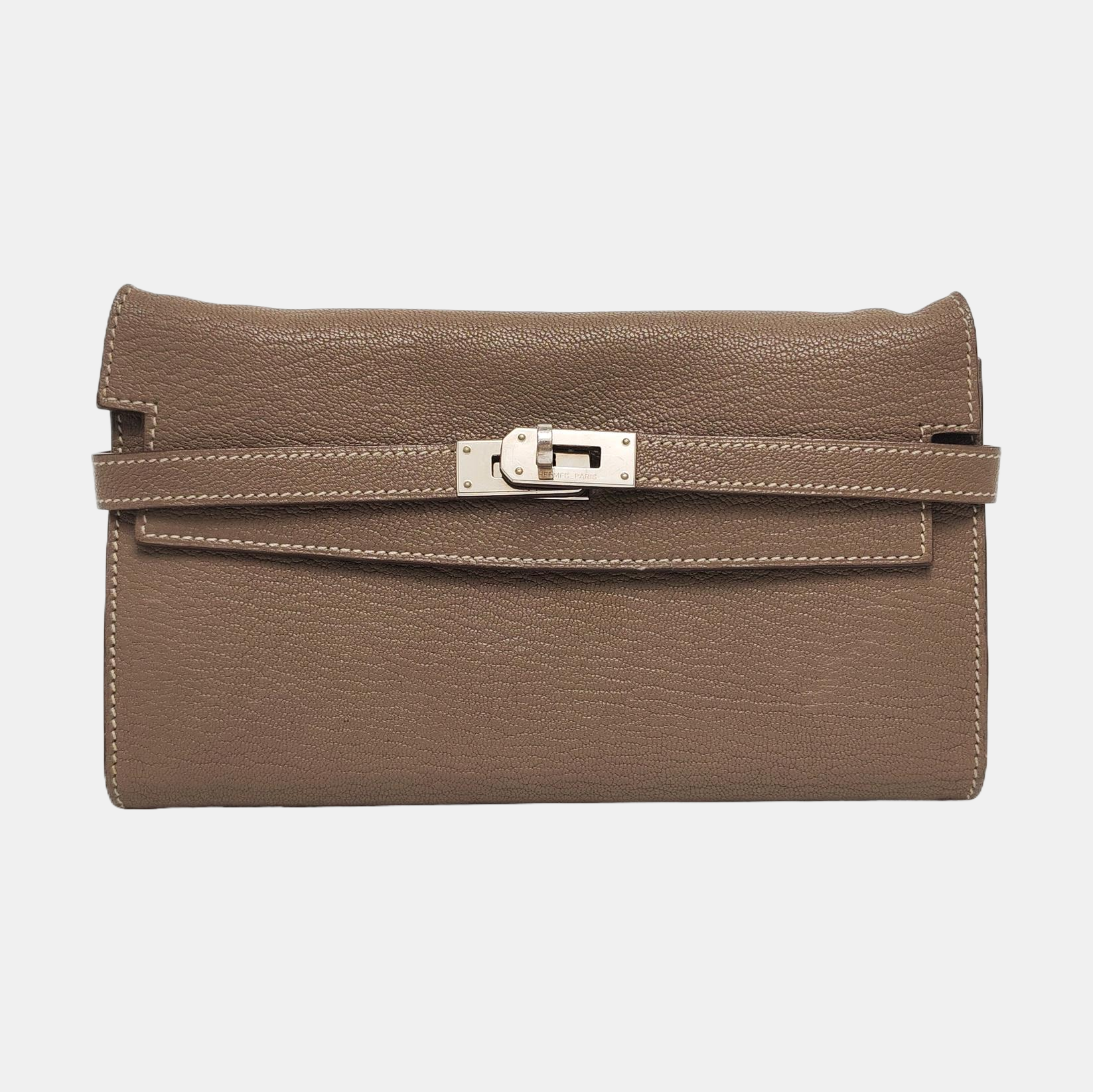Authenticated pre-owned  Kelly Chèvre Mysore Gray Wallet - Wallet at Looply