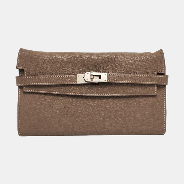 Authenticated pre-owned  Kelly Chèvre Mysore Gray Wallet - Wallet at Looply