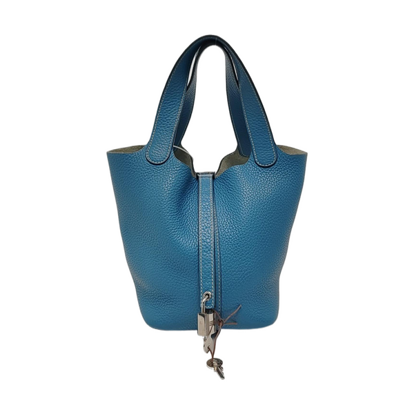 Authenticated pre-owned  Picotin Lock 18 Clemence Blue - Top Handle Bag at Looply
