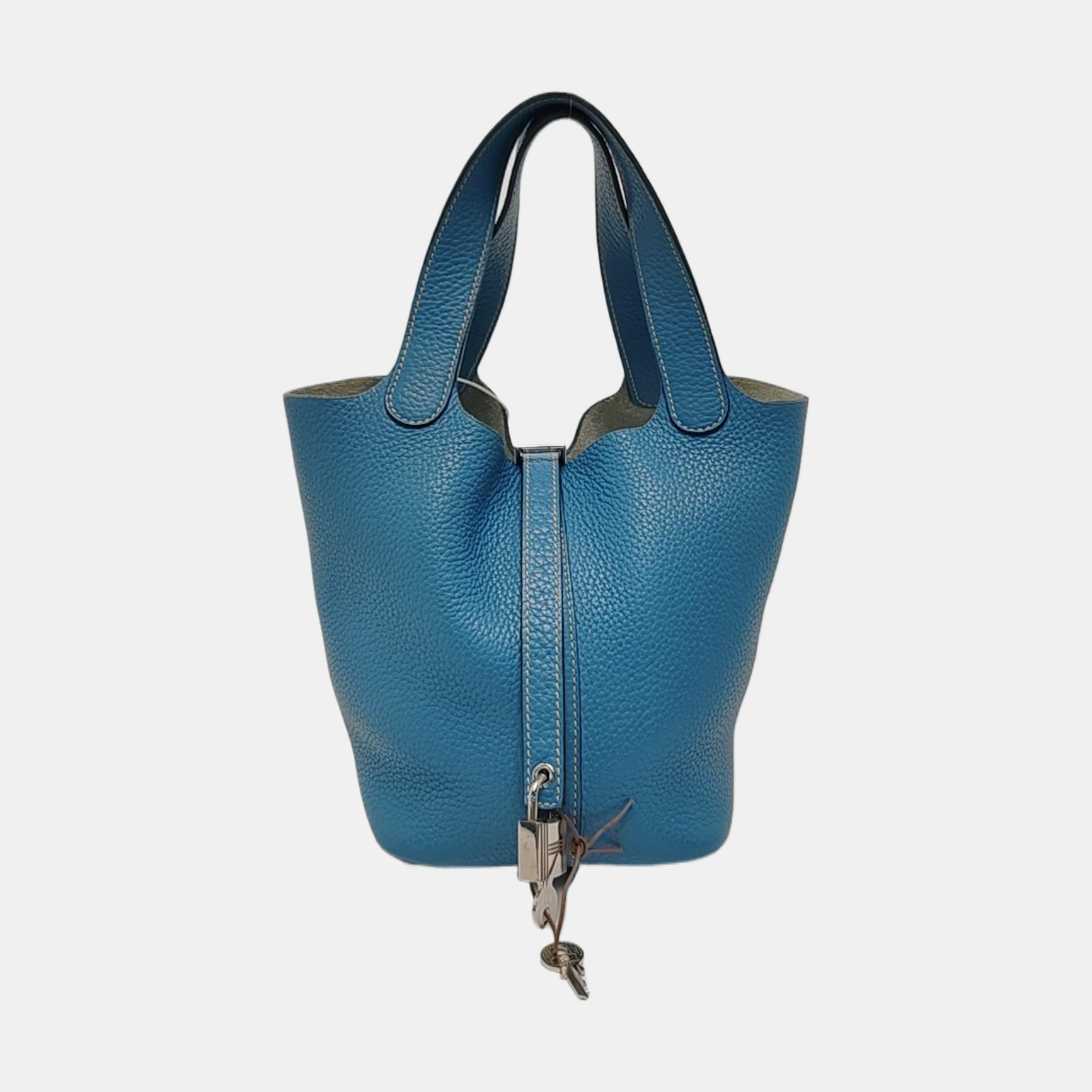 Authenticated pre-owned  Picotin Lock 18 Clemence Blue - Top Handle Bag at Looply