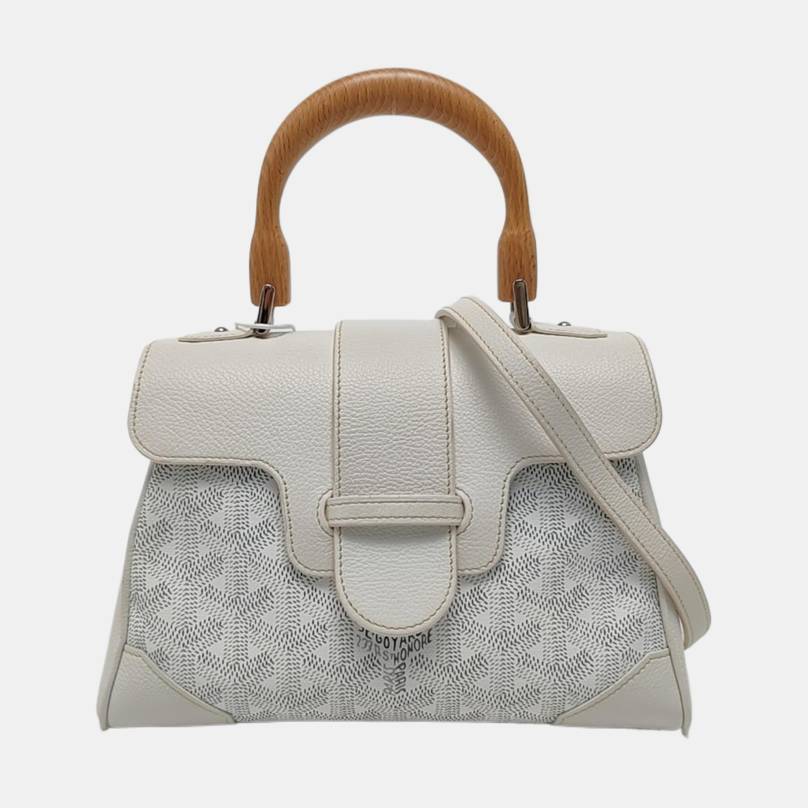 Authenticated pre-owned  Saïgon Mini Coated Canvas White - Shoulder Bag at Looply