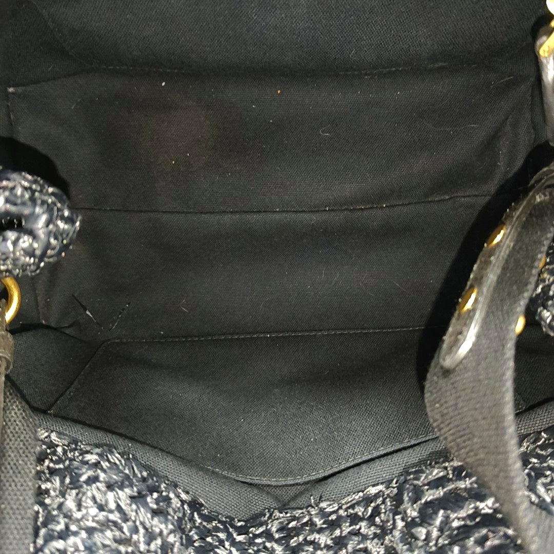 Straw Shoulder Bag Black