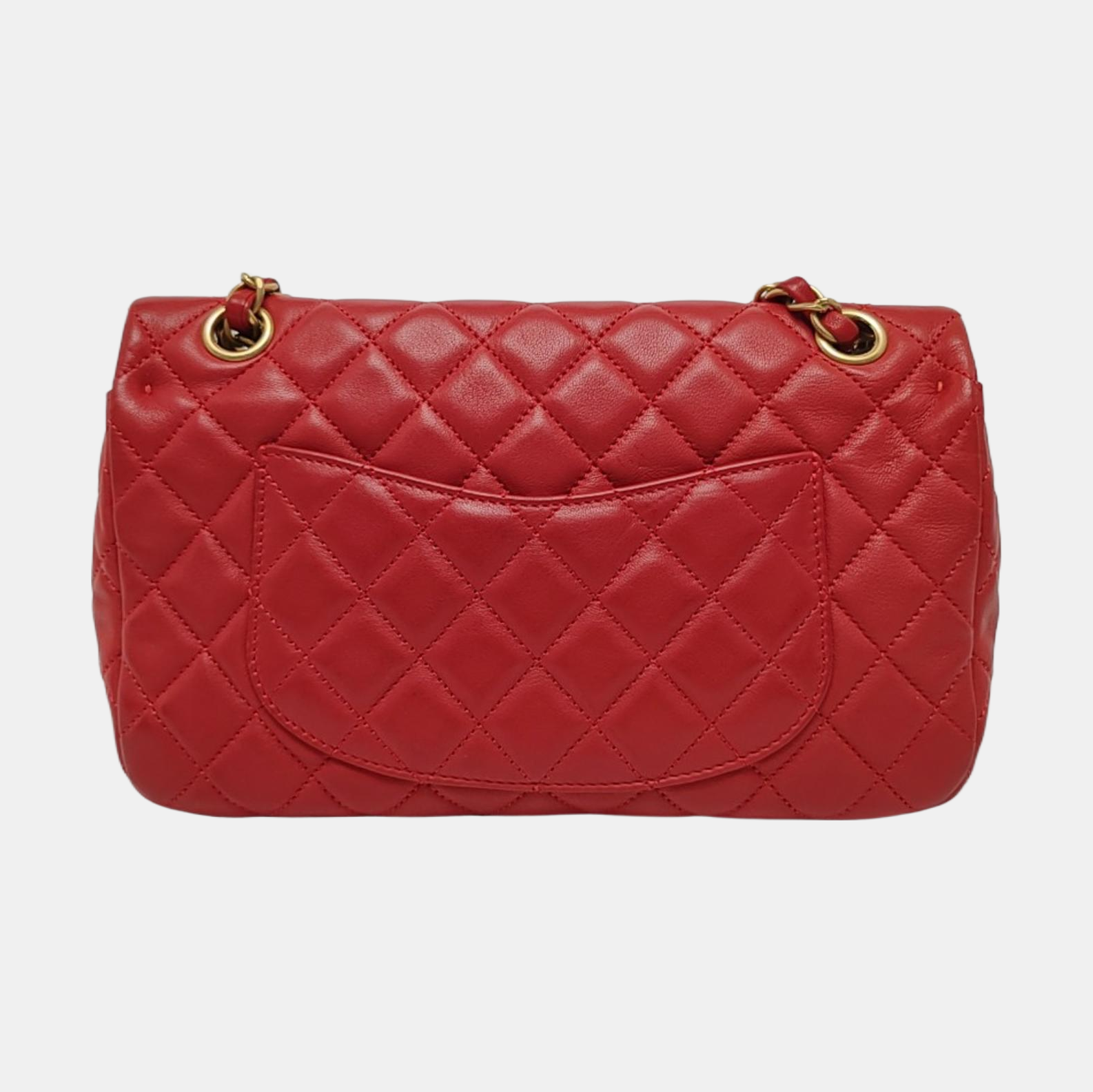 Authenticated pre-owned  Classic Flap Medium Quilted Lambskin Red - Shoulder Bag at Looply