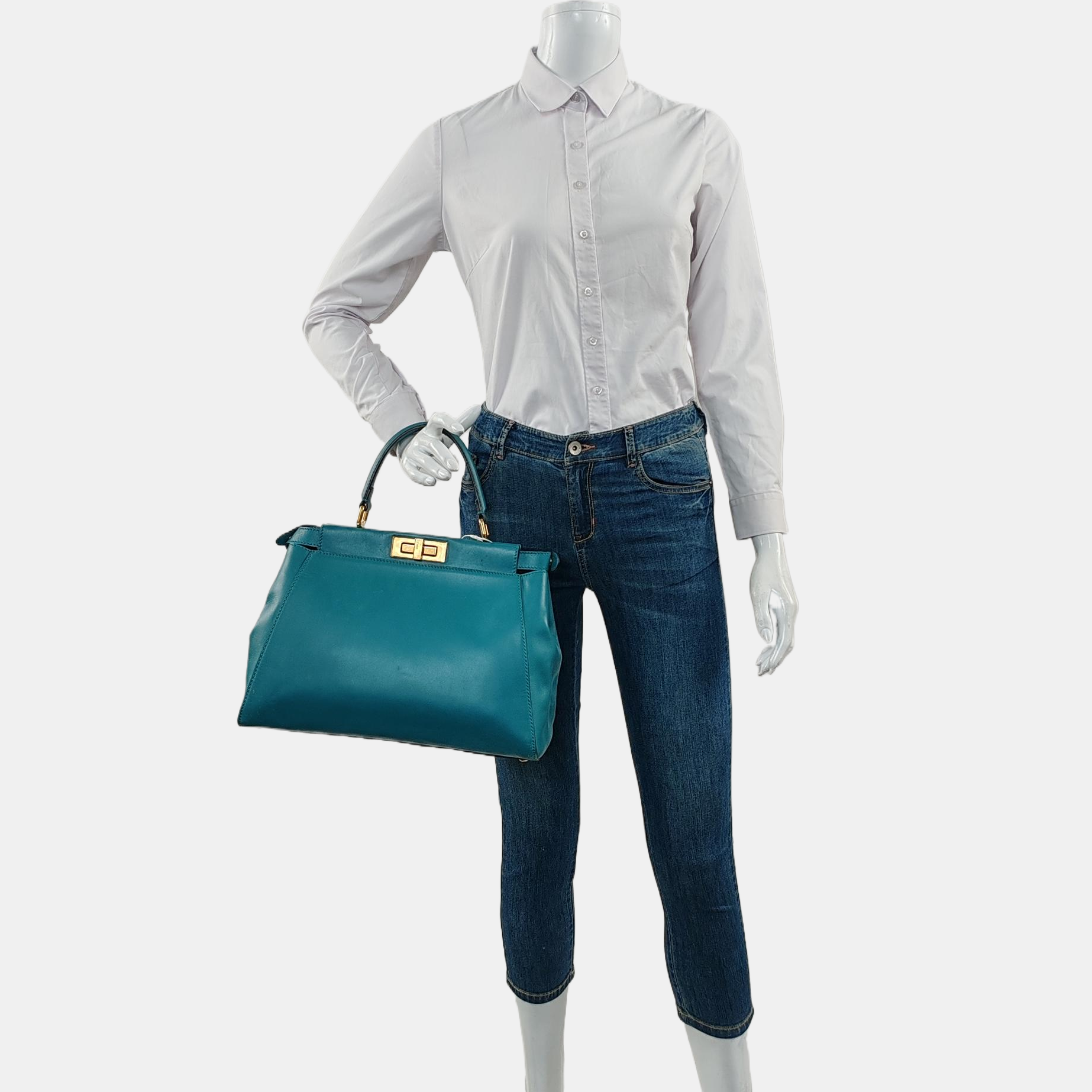 Authenticated pre-owned  Peekaboo Medium Calfskin Green - Top Handle Bag at Looply