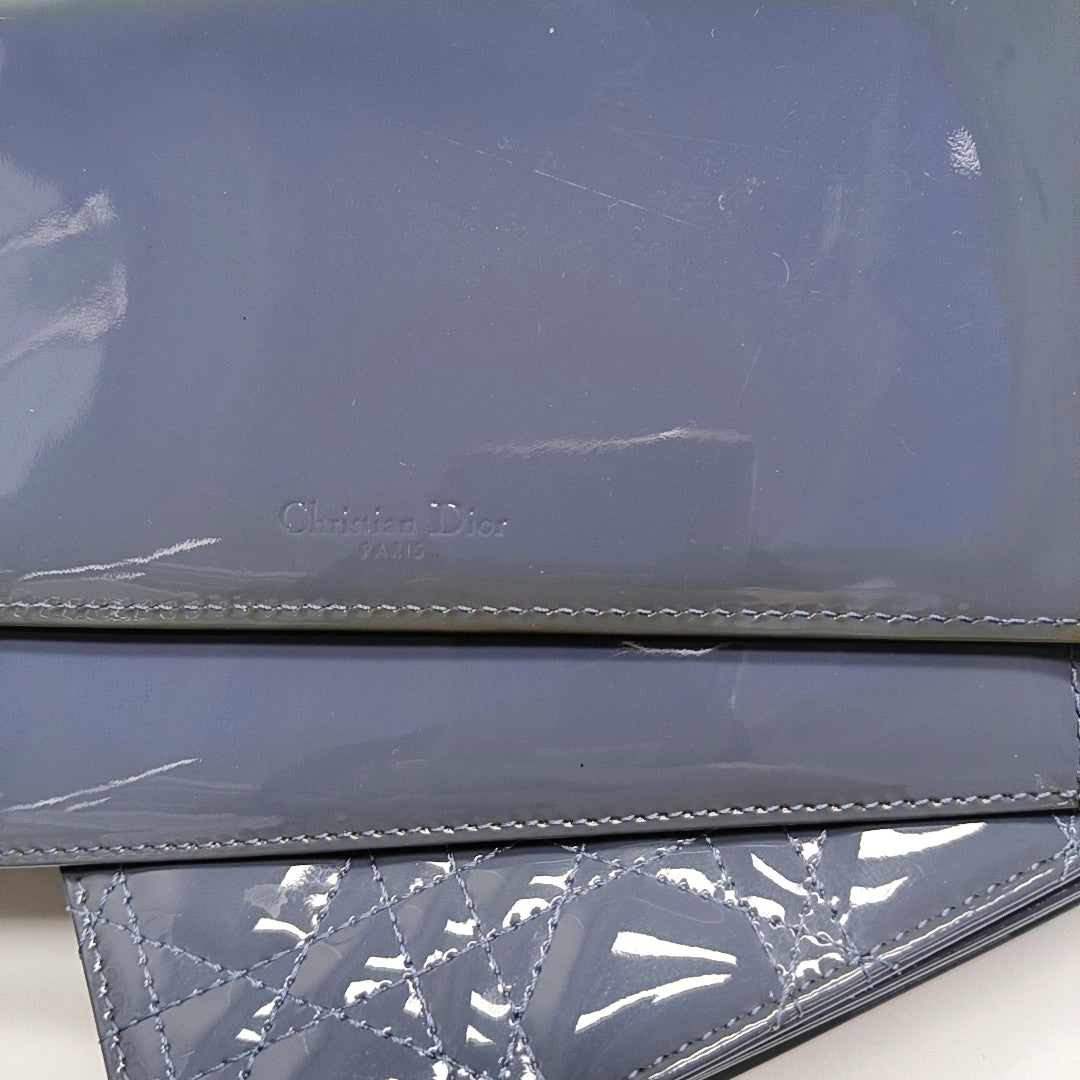 Authenticated pre-owned  Lady Dior Cannage Patent Leather Blue - Crossbody Bag at Looply