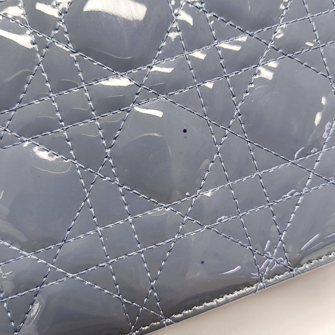 Authenticated pre-owned  Lady Dior Cannage Patent Leather Blue - Crossbody Bag at Looply