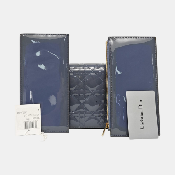 Authenticated pre-owned  Lady Dior Cannage Patent Leather Blue - Crossbody Bag at Looply