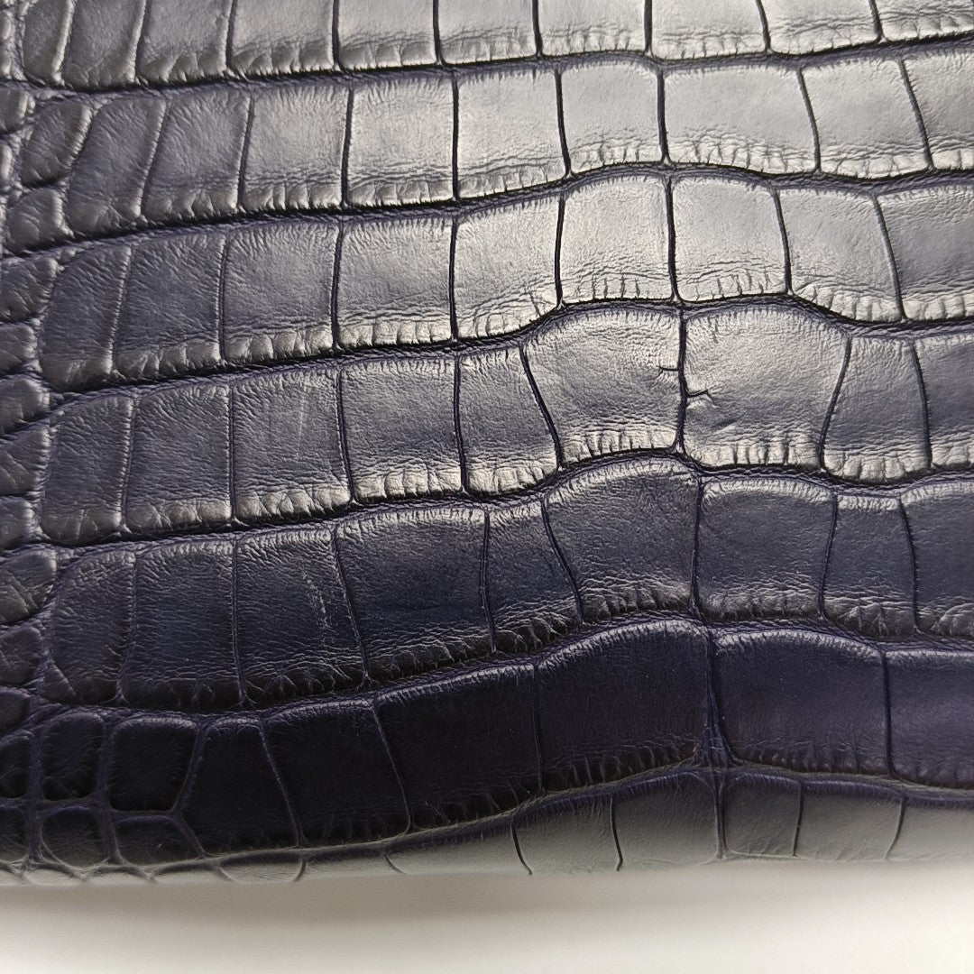Authenticated pre-owned  Kelly 20 Matte Porosus Crocodile Blue Wallet - Wallet at Looply