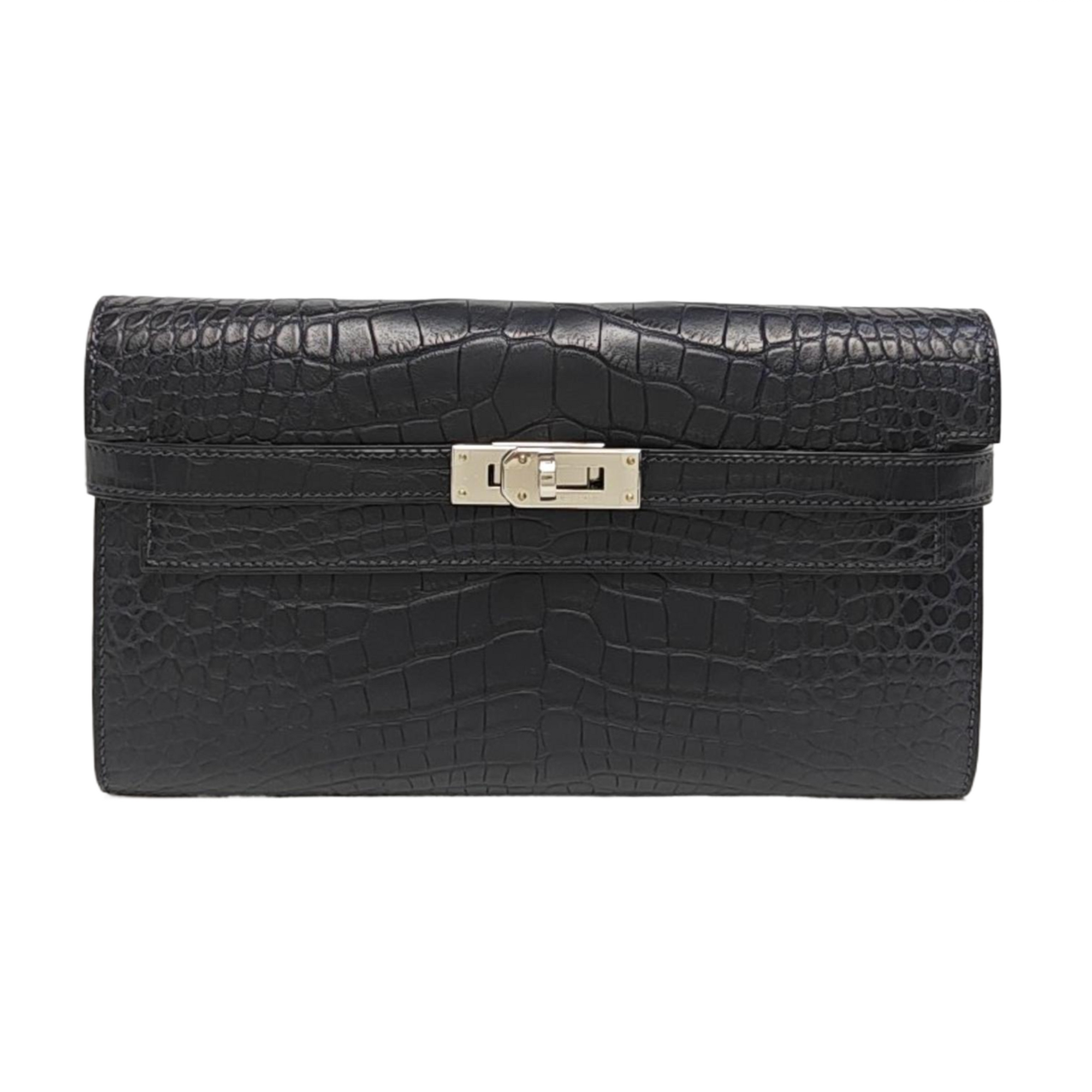 Authenticated pre-owned  Kelly 20 Matte Porosus Crocodile Blue Wallet - Wallet at Looply