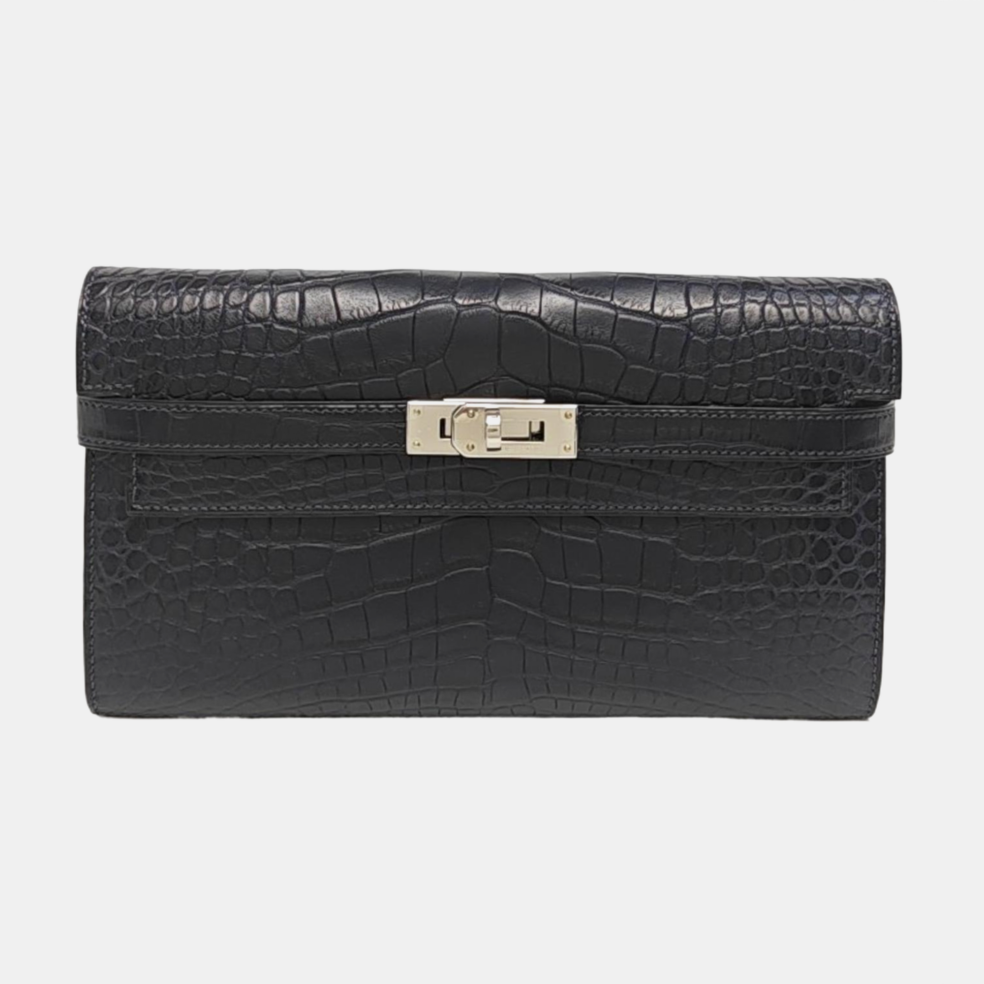 Authenticated pre-owned  Kelly 20 Matte Porosus Crocodile Blue Wallet - Wallet at Looply