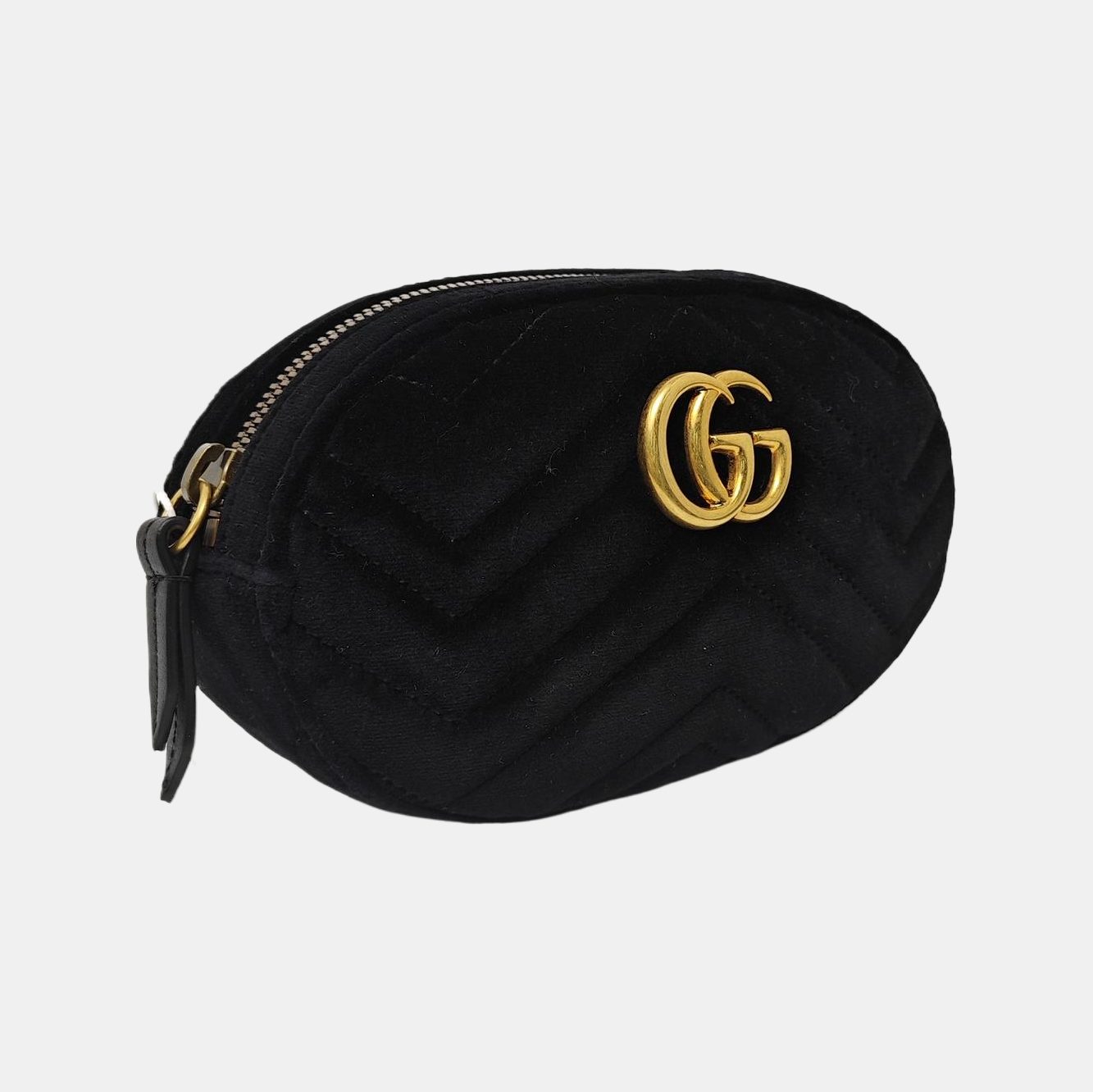 Authenticated pre-owned  GG Marmont Quilted Velvet Black - Belt Bag at Looply