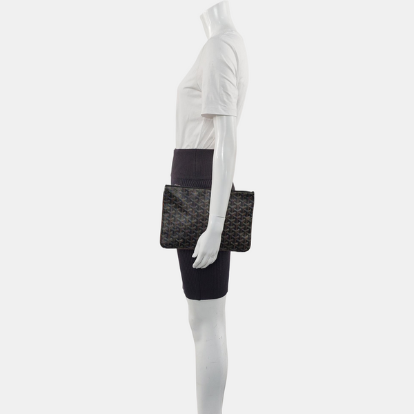 Authenticated pre-owned  Sénat Coated Canvas Black - Clutch at Looply
