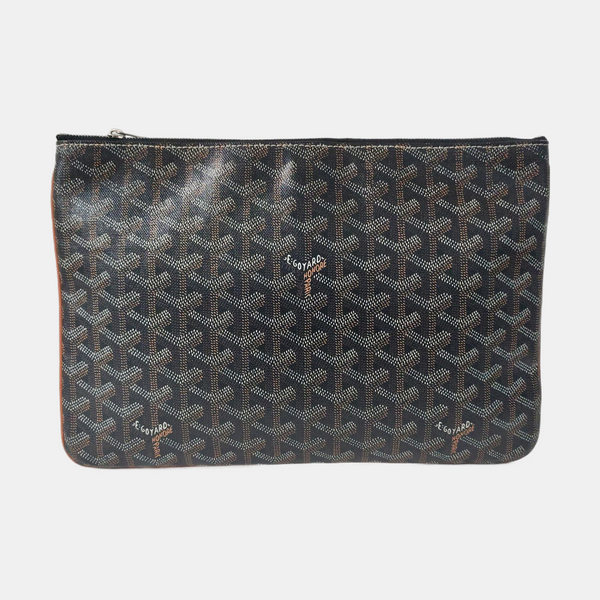 Authenticated pre-owned  Sénat Coated Canvas Black - Clutch at Looply