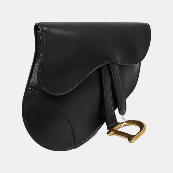 Authenticated pre-owned  Saddle Calfskin Black - Belt Bag at Looply