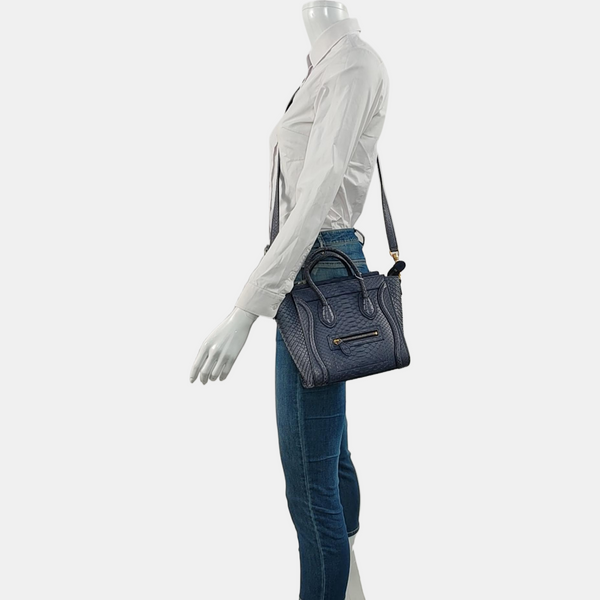 Authenticated pre-owned  Luggage Small Python Blue - Shoulder Bag at Looply