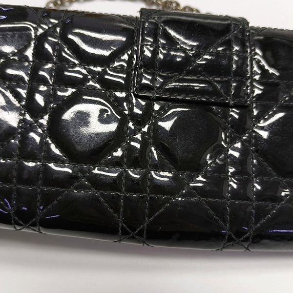 Authenticated pre-owned  Miss Dior Quilted Damier Patent Leather Black - Top Handle Bag at Looply