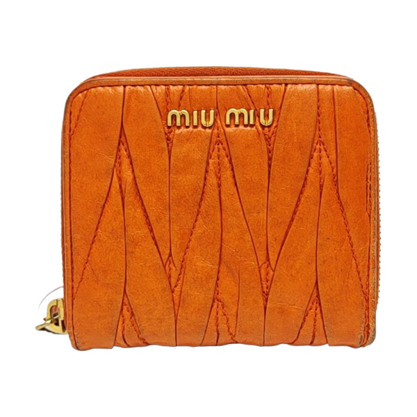Matelassé Quilted Lambskin Orange Card Holder