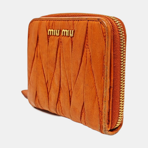Matelassé Quilted Lambskin Orange Card Holder