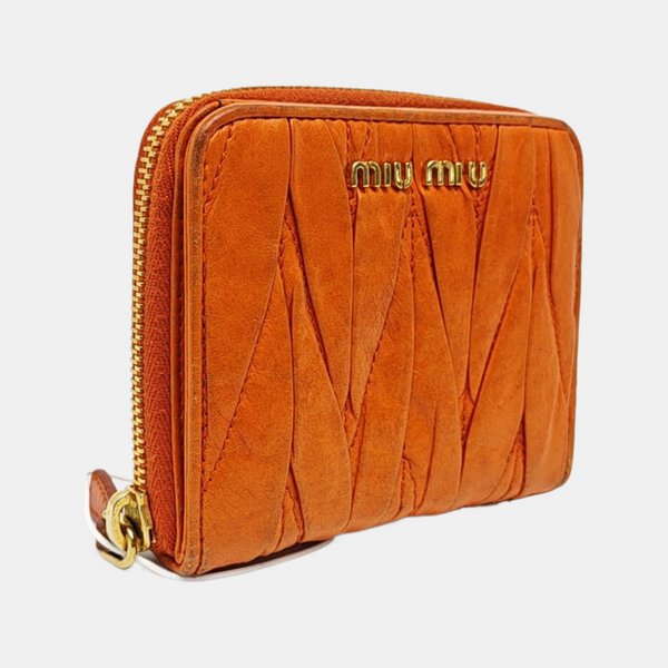 Matelassé Quilted Lambskin Orange Card Holder