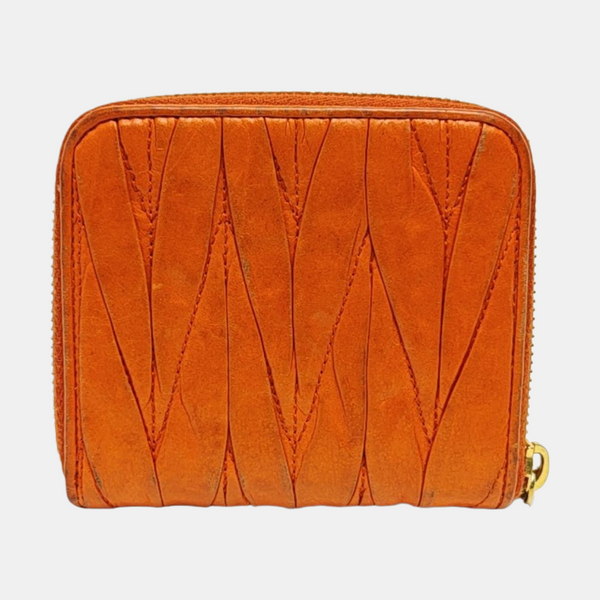 Matelassé Quilted Lambskin Orange Card Holder